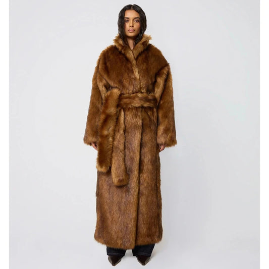 New women's winter imitation fox fur young Wolf fur coat female long over the knee warm coat