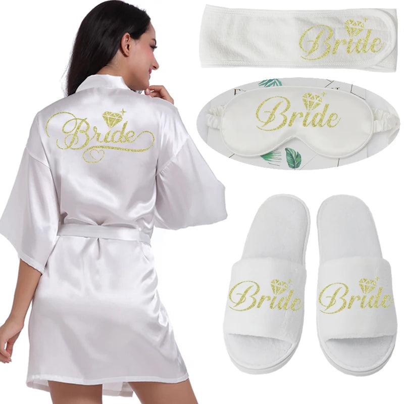 Silver Writing Bridal Wedding Robes Bride Bridesmaid Maid of Honor Women Party Robe Floral Bridal Party Gifts Get Ready Robes