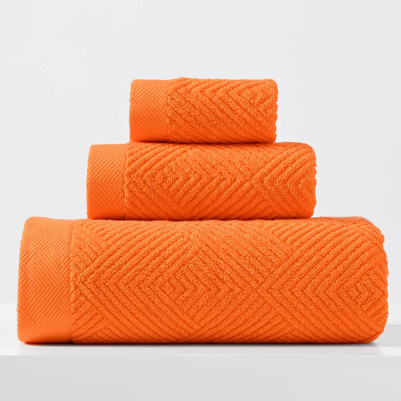 3pcs/Set Cotton Towel Bath Towel Sets Solid Color Thicken Bathroom Towels Set Soft Comfortable Strong Absorbent Towel Set