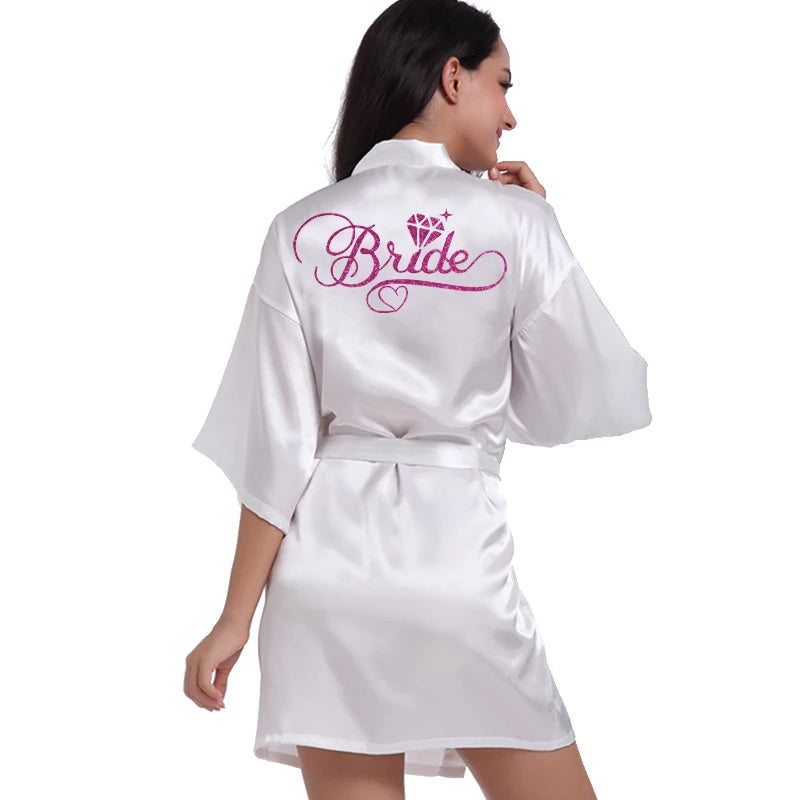 Silver Writing Bridal Wedding Robes Bride Bridesmaid Maid of Honor Women Party Robe Floral Bridal Party Gifts Get Ready Robes