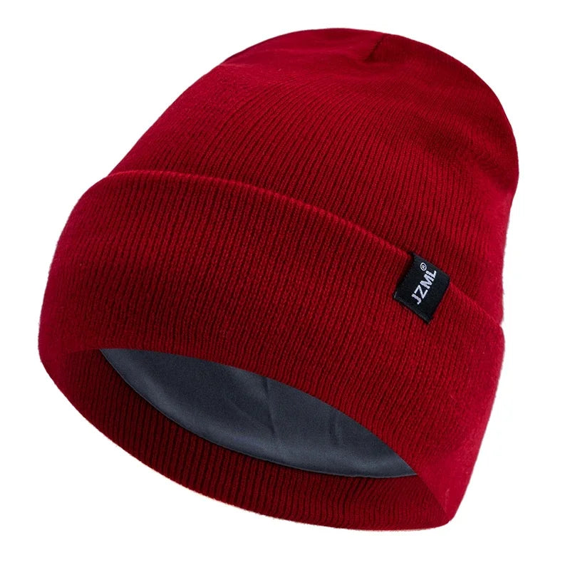 Satin-Lined Knit Beanie with Letter Detail | Unisex