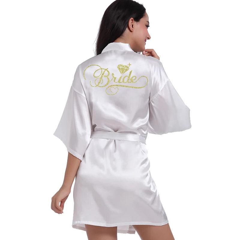 Silver Writing Bridal Wedding Robes Bride Bridesmaid Maid of Honor Women Party Robe Floral Bridal Party Gifts Get Ready Robes