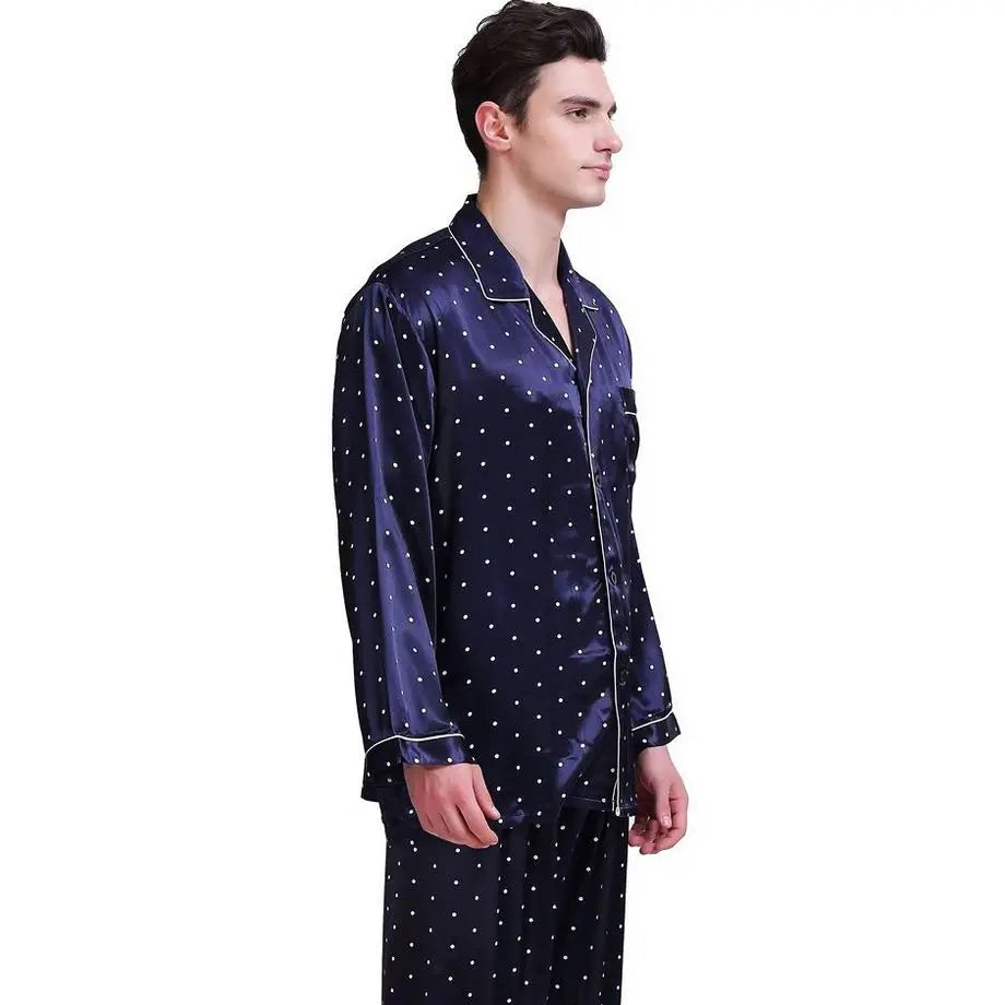 Men’s Silk Satin PJ Set – Classic Loungewear, S–4XL