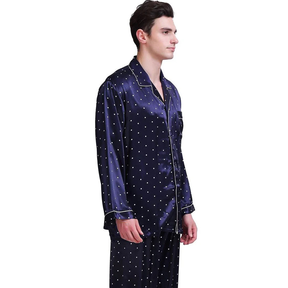 Men’s Silk Satin PJ Set – Classic Loungewear, S–4XL