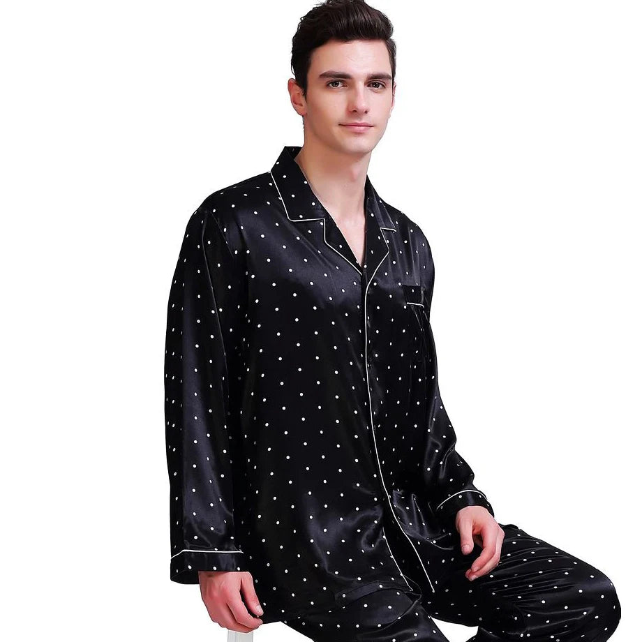 Men’s Silk Satin PJ Set – Classic Loungewear, S–4XL